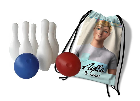Mini Boliche Infantil com Mochila - Barbie e Ken
