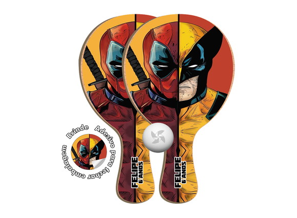 Kit Raquetes Ping Pong - Deadpool & Wolverine
