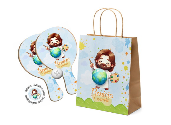Kit Sacola de Papel e Raquete Ping Pong - Jesus