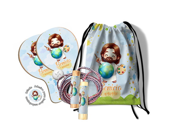 Kit Mochilinha Raquetes e Pula Corda - o Maior Pintor Jesus