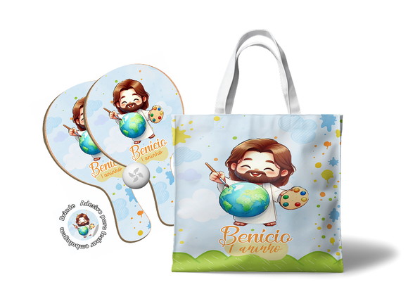Kit Sacola Tecido e Raquete Ping Pong - o Maior Pintor Jesus