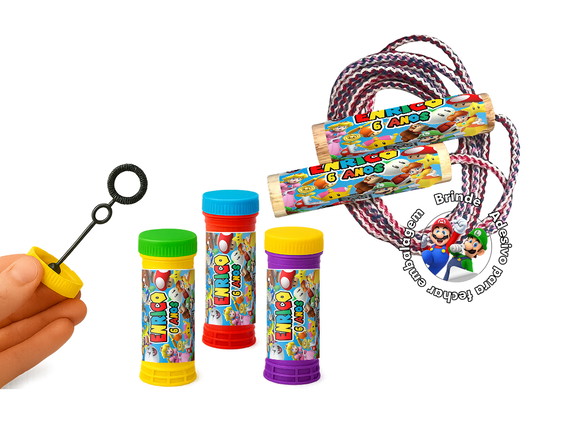 Kit Pula Corda com Bolha de Sabão - Super Mario e Luigi