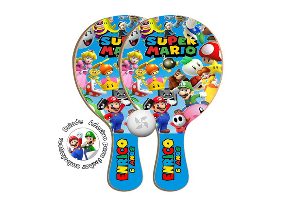 Kit Raquetes Ping Pong - Super Mario e Luigi
