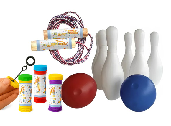 Kit Mini Boliche Pula Corda e Bolha de Sabão - Brinquedos