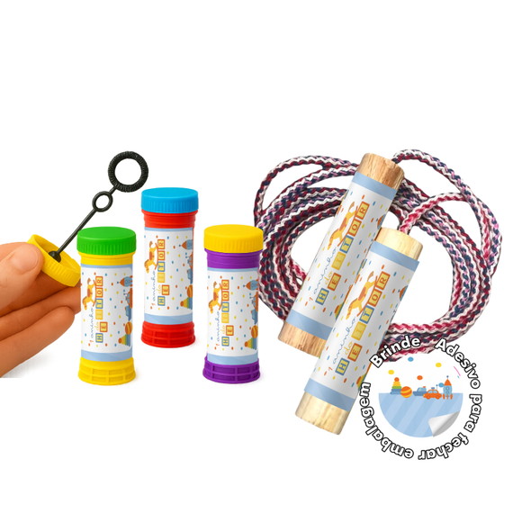 Kit Pula Corda com Bolha de Sabão - Tema Brinquedos
