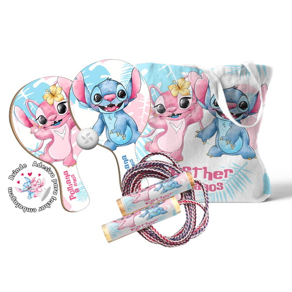 Sacola com Raquetes e Pula Corda - Stitch & Angel