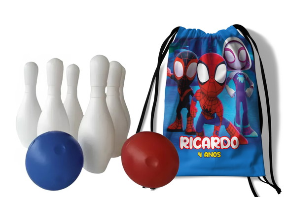 Mini Boliche Infantil com Mochila Spidey e Seus Amigos