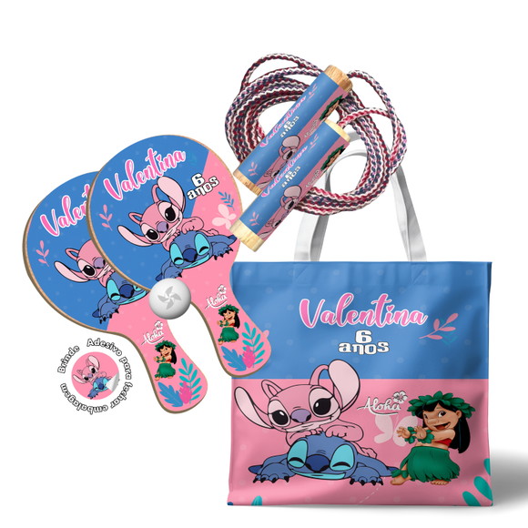 Sacola com Raquetes e Pula Corda - Lilo Stitch Angel