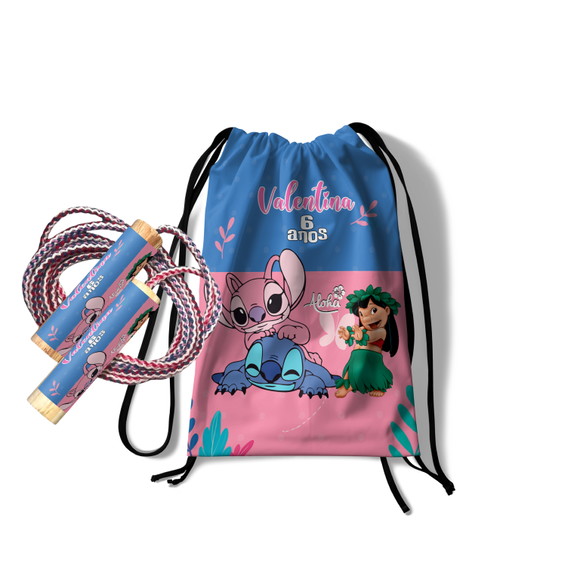 Kit Mochilinha e Pula Corda - Lilo Stitch Angel