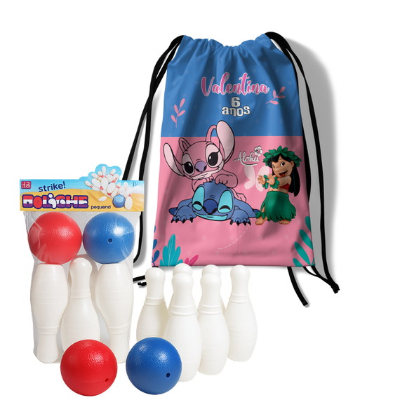Mini Boliche Infantil com Mochila Lilo Stitch Angel