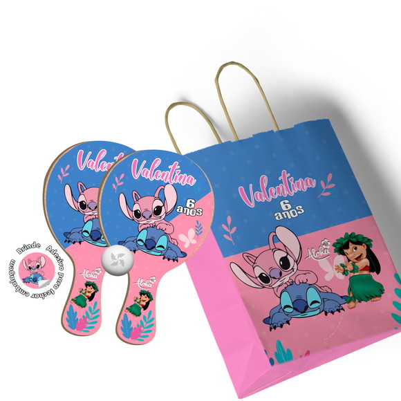 Kit Sacola de Papel e Raquete Ping Pong - Lilo Stitch Angel