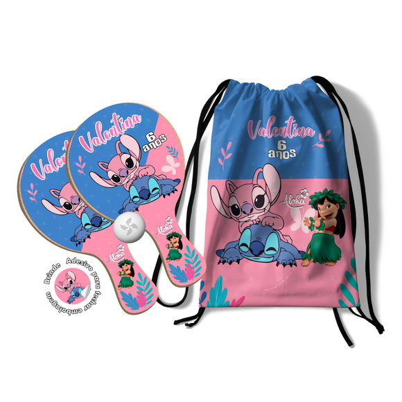 Kit Mochilinha e Raquetes Ping Pong - Lilo Stitch Angel