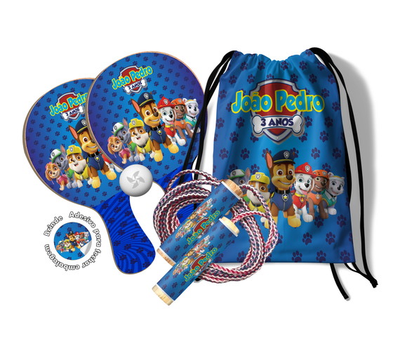Kit Mochilinha Raquetes e Pula Corda - Patrulha Canina