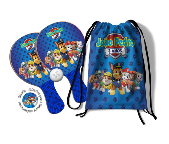 Kit Mochilinha e Raquetes Ping Pong - Patrulha Canina