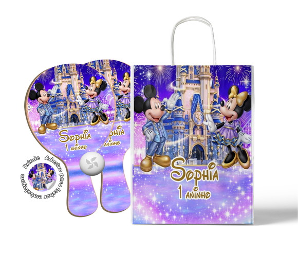Kit Sacola de Papel e Raquete Ping Pong - Disney 50 Anos
