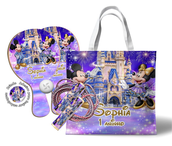 Sacola com Raquetes e Pula Corda - Disney 50 Anos