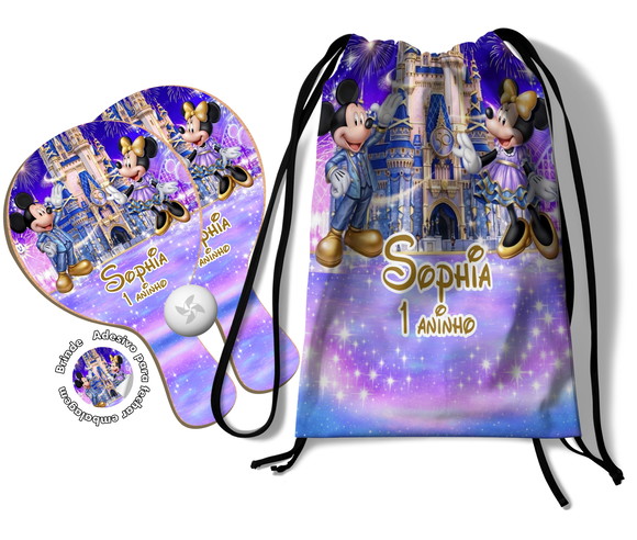 Kit Mochilinha e Raquetes Ping Pong - Disney 50 Anos