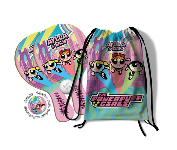 Kit Mochilinha e Raquetes Ping Pong - Meninas Super Poderos