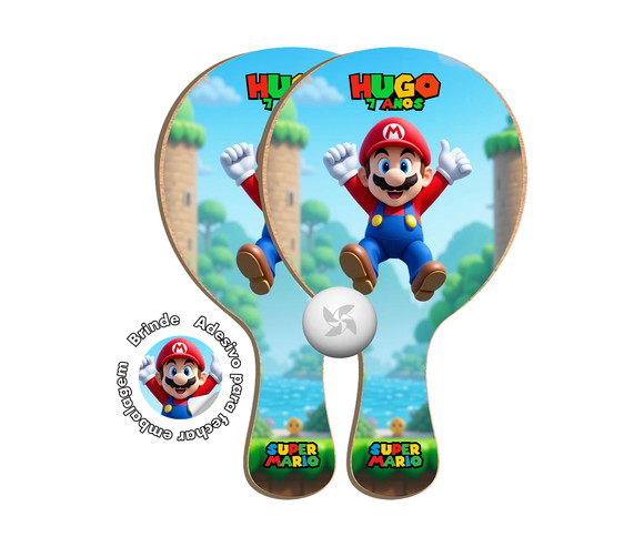Kit Raquetes Ping Pong - Super Mario Bross