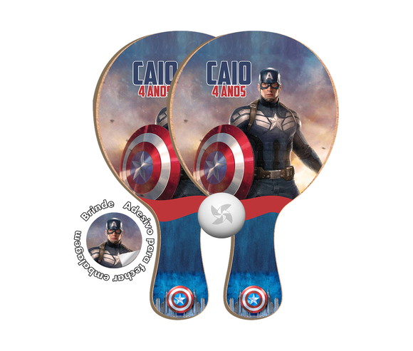 Kit Raquetes Ping Pong - Capitão América
