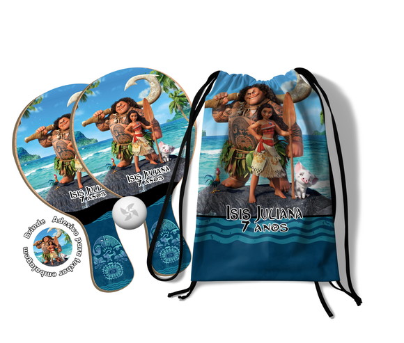 Kit Mochilinha e Raquetes Ping Pong - Moana e Mauí