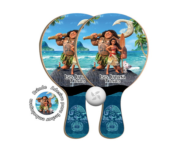 Kit Raquetes Ping Pong - Moana e Mauí