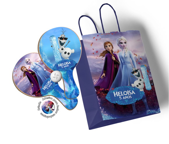 Kit Sacola de Papel e Raquete Ping Pong - Frozen