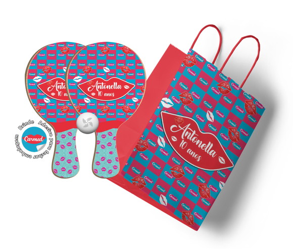 Kit Sacola de Papel e Raquete Ping Pong - Carmed