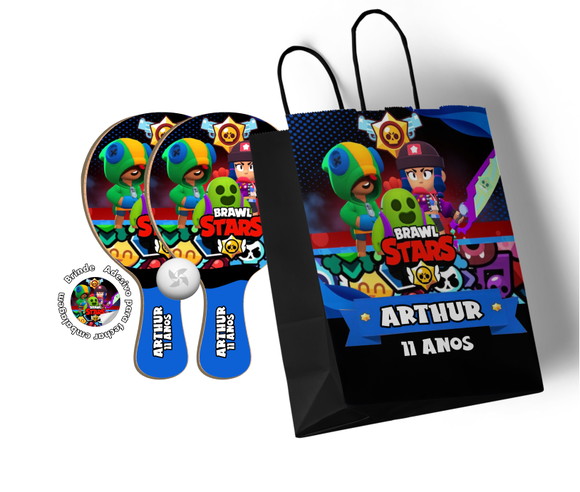 Kit Sacola de Papel e Raquete Ping Pong - Brawl Stars