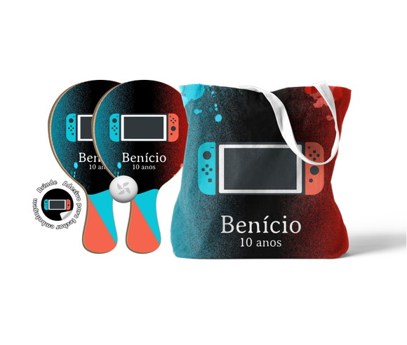 Kit Sacola Oxford e Raquete Ping Pong - Game Nintendo
