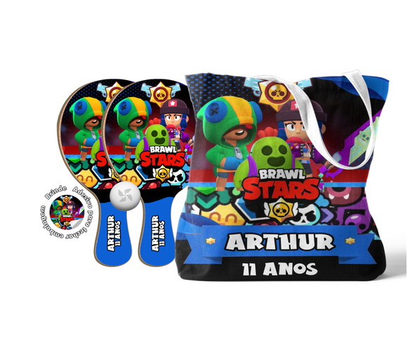 Kit Sacola Oxford e Raquete Ping Pong - Brawl Stars