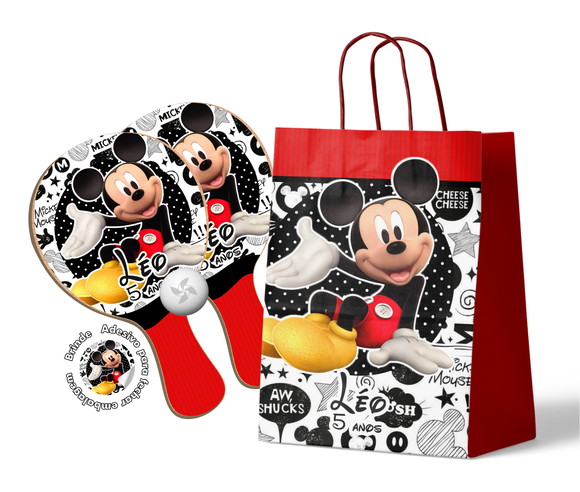 Kit Sacola de Papel e Raquete Ping Pong - Mickey