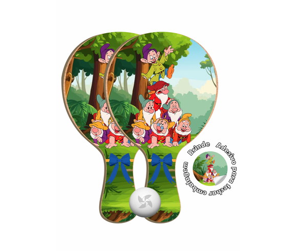 Kit Raquetes Ping Pong - Branca de Neve 7 Anões