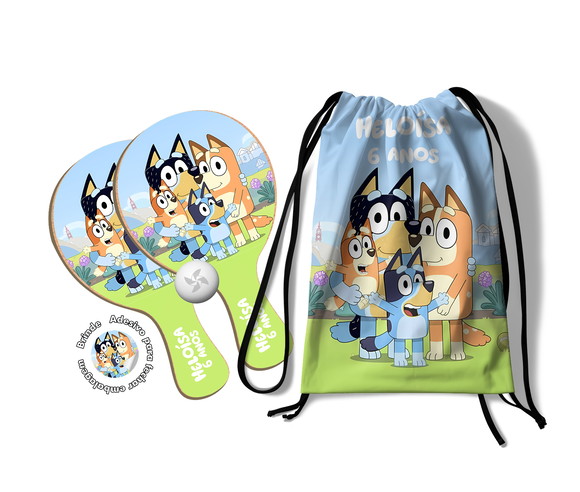 Kit Mochilinha e Raquetes Ping Pong - Bluey e Bingo