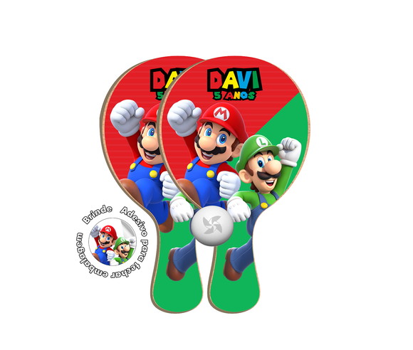 Kit Raquetes Ping Pong - Mario Bross
