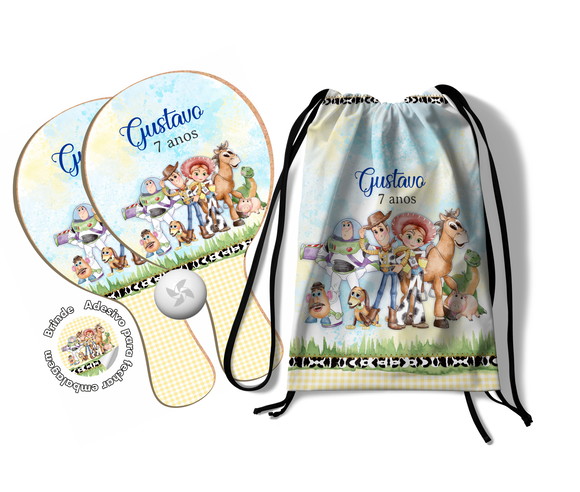 Kit Mochilinha e Raquetes Ping Pong - Toy Story Aquarela