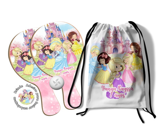 Kit Mochilinha e Raquetes Ping Pong - Princesas Baby