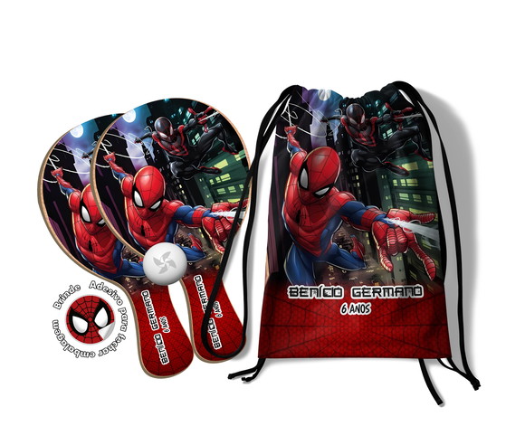Kit Mochilinha e Raquetes Ping Pong - Homem Aranha