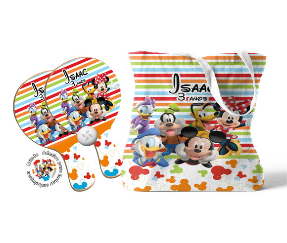 Kit Sacola Oxford e Raquete Ping Pong - Turma do Mickey