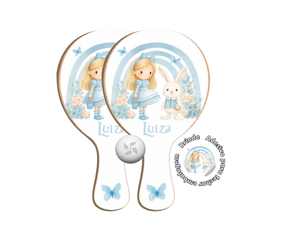 Kit Raquetes Ping Pong - Alice no País das Maravilhas