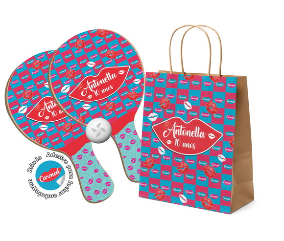 Kit Sacola de Papel e Raquete Ping Pong - Carmed