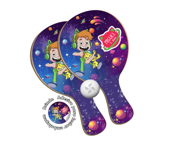 Kit Raquetes Ping Pong - Gato Galactico
