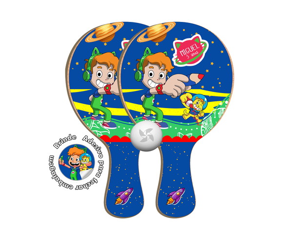 Kit Raquetes Ping Pong - Gato Galactico