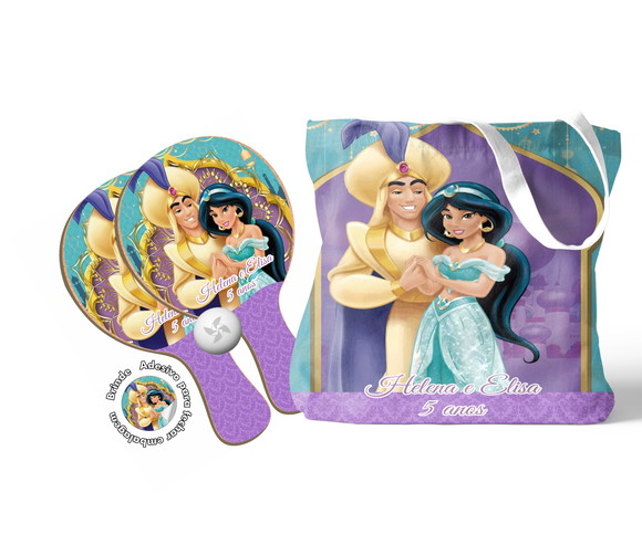 Kit Sacola Tecido e Raquete Ping Pong - Aladdin And Jasmine