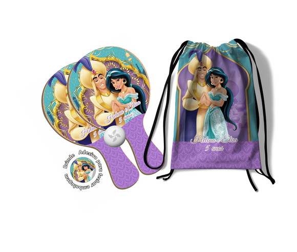 Kit Mochilinha e Raquetes Ping Pong - Aladdin And Jasmine