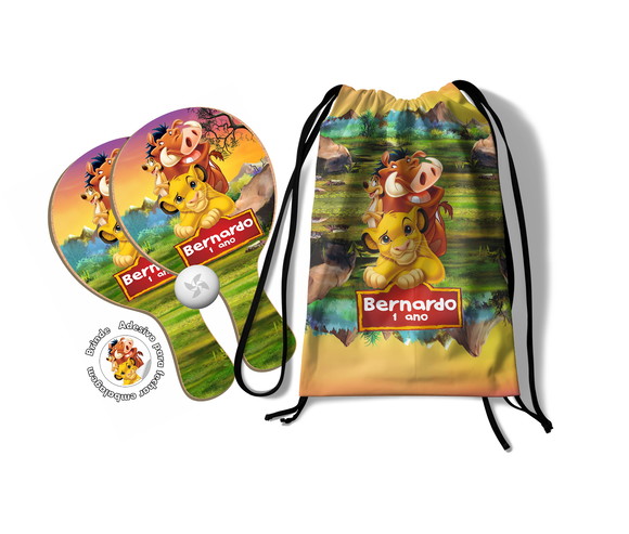 Kit Mochilinha e Raquetes Ping Pong - Rei Leão