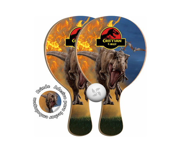 Kit Raquetes Ping Pong - Dinossauro Jurassic
