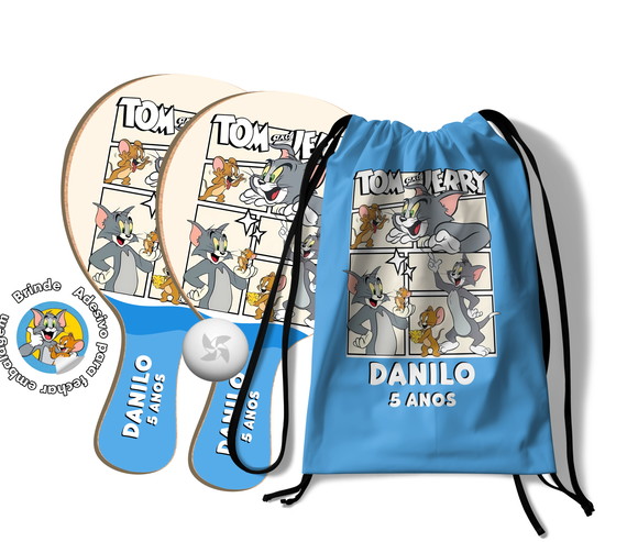 Kit Mochilinha e Raquetes Ping Pong - Tom e Jerry