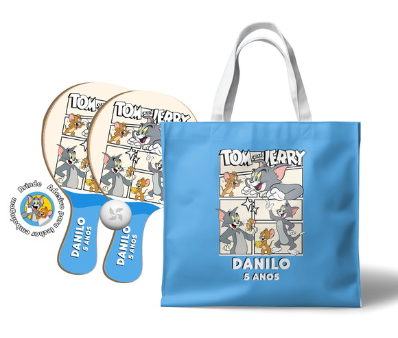 Kit Sacola Oxford e Raquete Ping Pong - Tom e Jerry