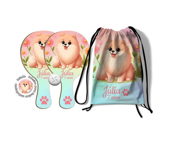 Kit Mochilinha e Raquetes Ping Pong - Cachorrinho
